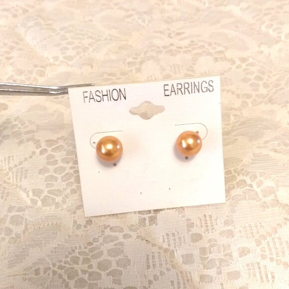 Vintage Women’s Classic Yellow Gold Beads Stud Earrings Timeless VTG Jewelry - Picture 5 of 6